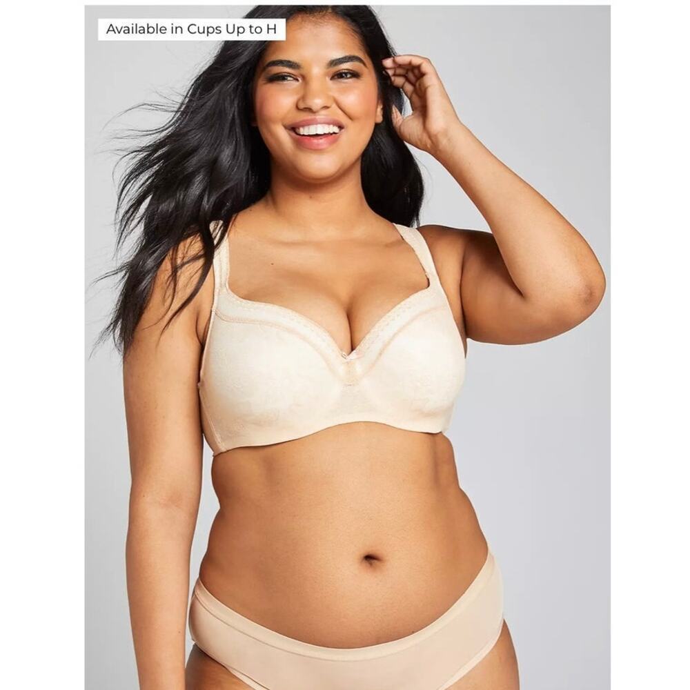 NWT Cacique Lightly Lined Balconette Bra with Lace in Cafe